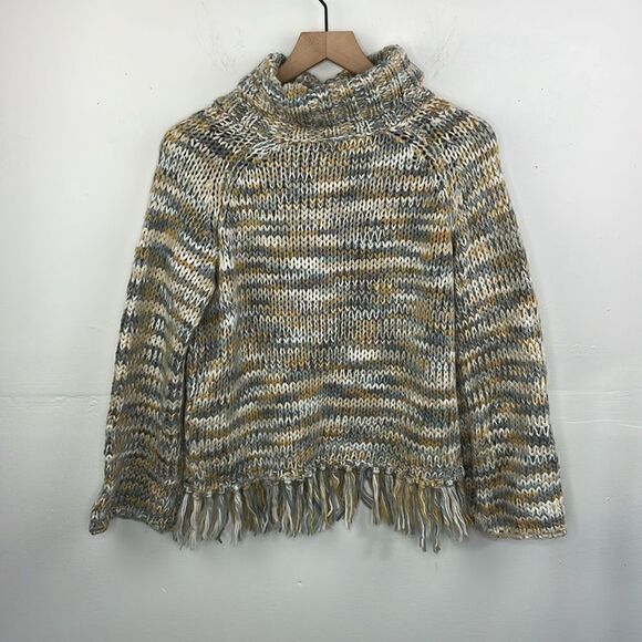 Solitaire Chunky Boho Pull Over Turtleneck Sweater size Small - Picture 6 of 10